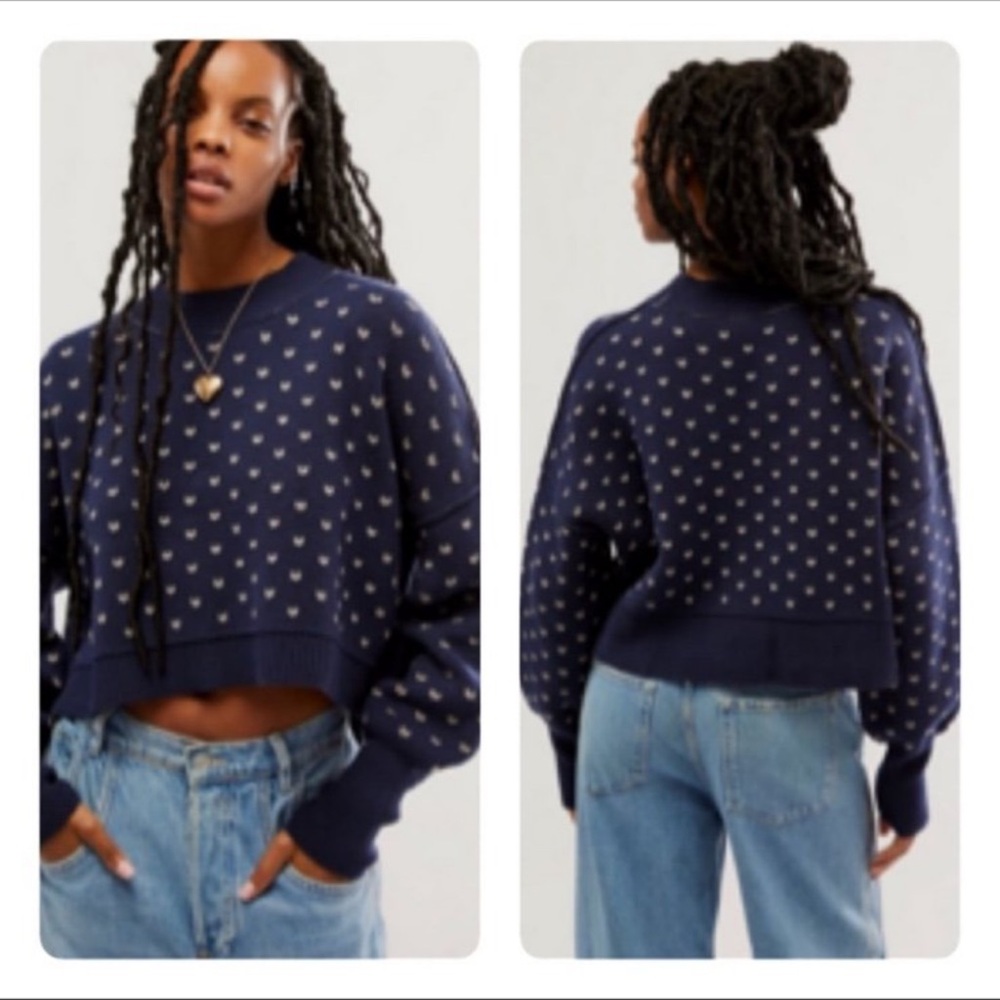 Free People EASY STREET PATTERNED CROP SWEATER - Picture 9 of 13